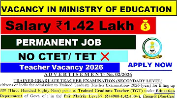[EN] ???? Teacher Vacancy 2026 | Salary ₹1.42 Lakh ???? | Fresher Eligible ✅ | No CTET/TET ❌ | Single Exam