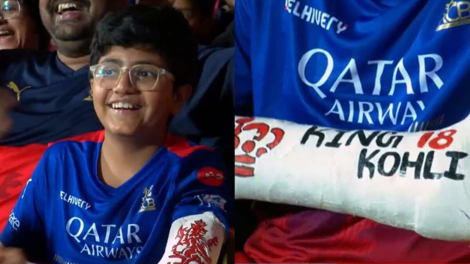 ‘Virat and RCB for Life’: Young fan with fractured arm and ‘King Kohli’ Cast Steals Spotlight in Chinnaswamy Stage | Mint