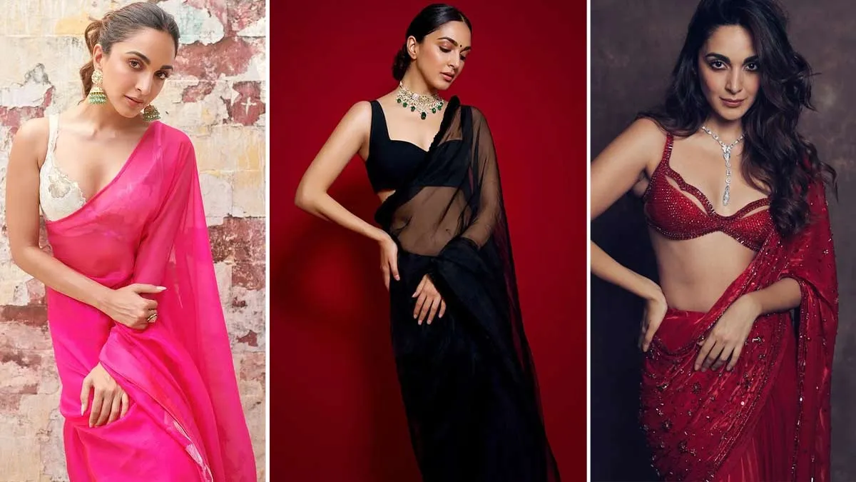 5 sassy deep v-neck blouse designs inspired by Kiara Advani