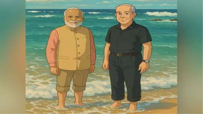 Ghibli style of PM Modi and Netanyahu, the embassy of both countries shared beautiful photos -Ghibli prime minister Modi and Netanyahu showed their embassies for Ghibli style from both countries.