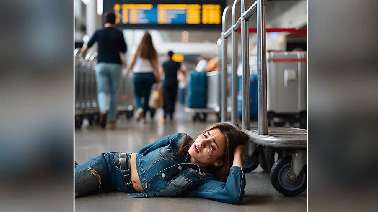 Viral Video: Woman cried like kids at the airport like children, the ‘weight’ of luggage becomes a jerkus